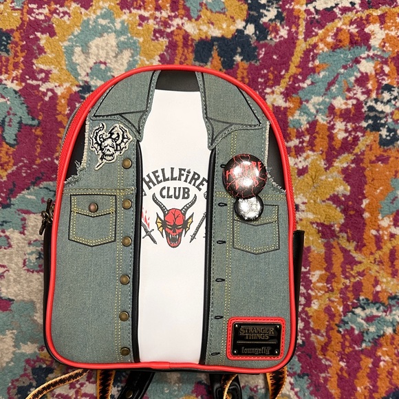 Loungefly Handbags - Loungefly Hellfire Club Denim Eddie Munson cosplay Backpack stranger things